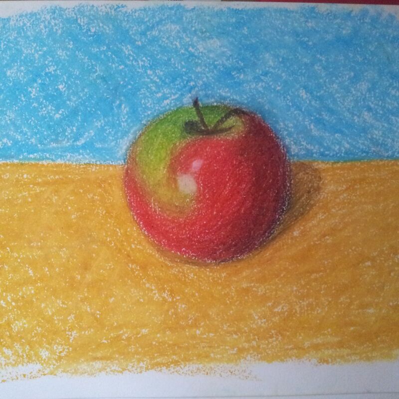 1st Attempt at oil pastel - Apple