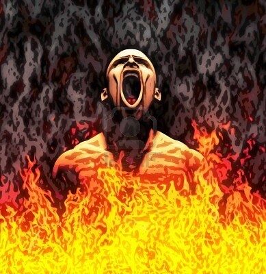 In its' flames ?
