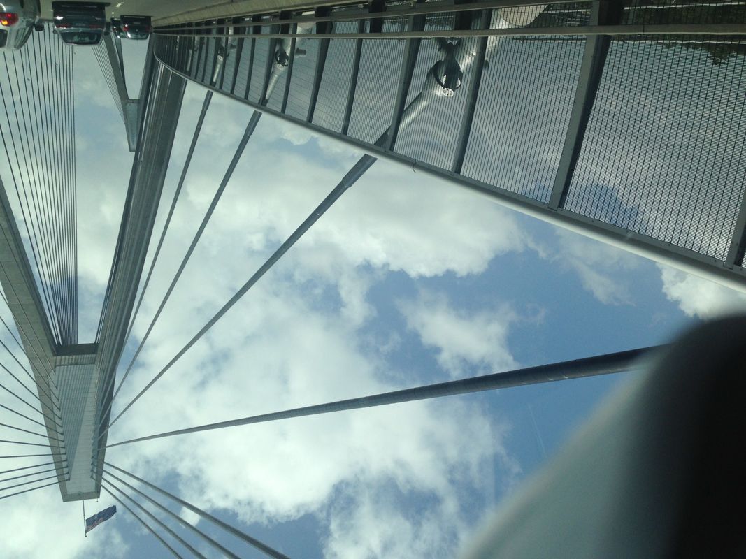 Photograph of a bridge whilst driving upside down 