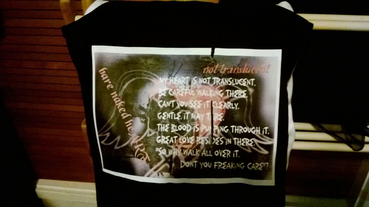 back view of not translucent t-shirt design.