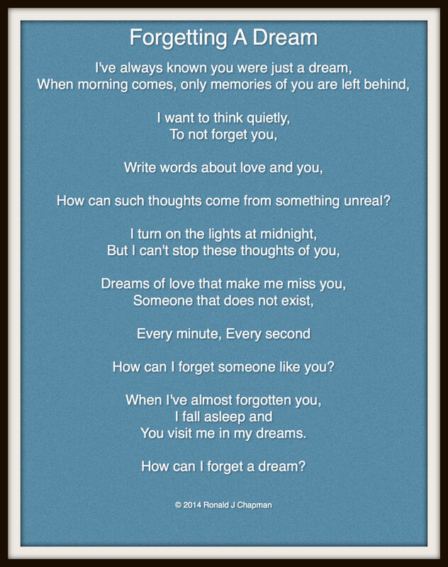 Forgetting A Dream Poem By Ron Chapman Forgetting A Dream Poem By Ron Chapman