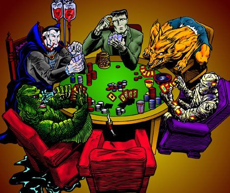 MONSTERS PLAYING POKER - SOLD