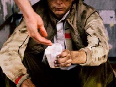 Beggar reads the Jesus Prayer Beggar reads the Jesus Prayer