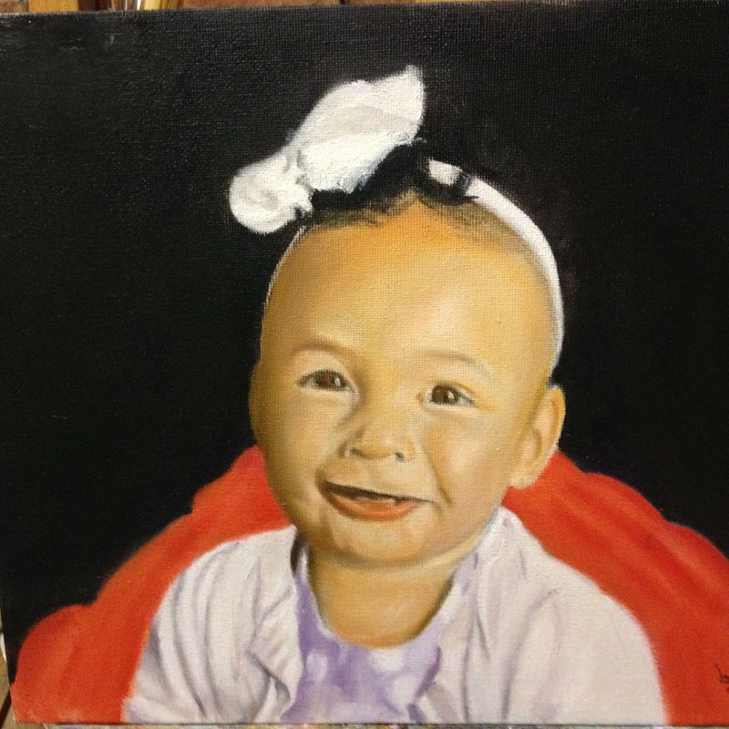 Oil on canvas, baby Darcie