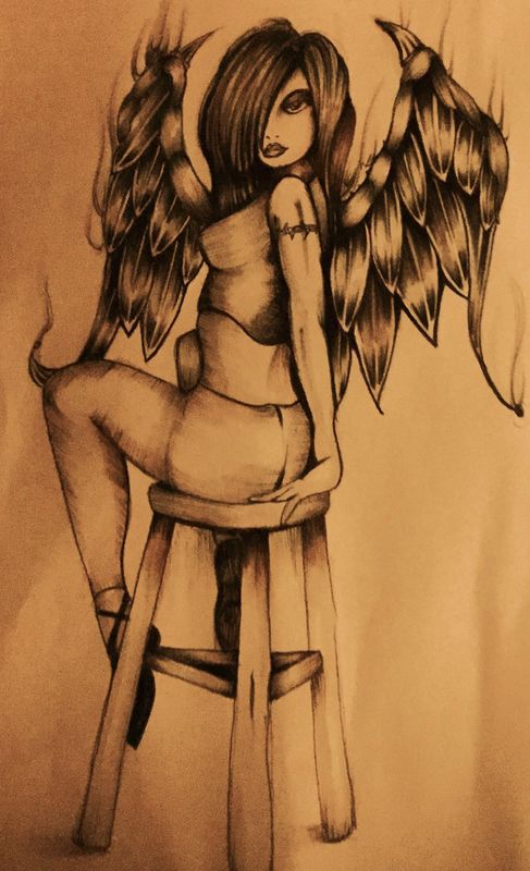 Angel on stool