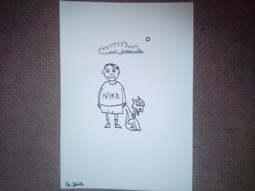 Fat kid and dog