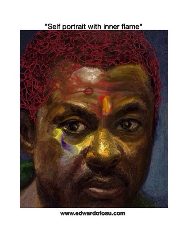 Self portrait with inner flame
