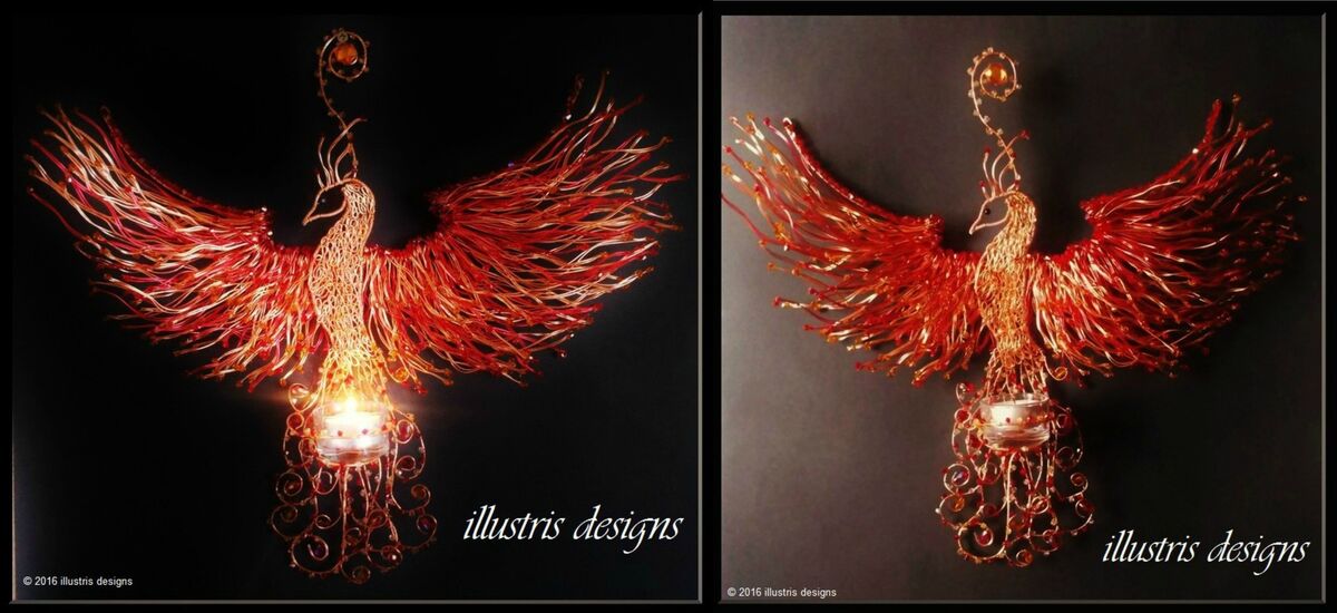 Rising Phoenix wall art, candle holder