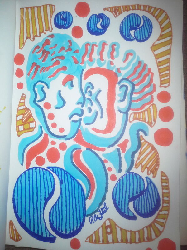 Blue and orange kiss!