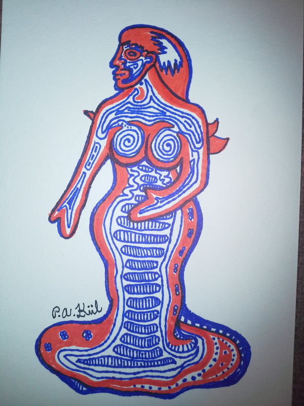 Blue and orange woman! 
