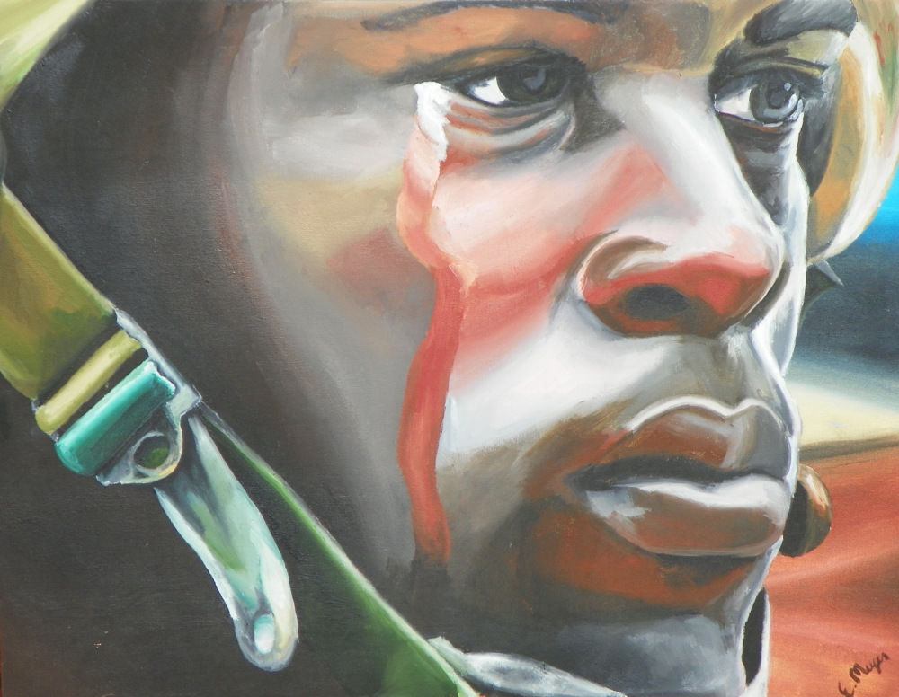 Solider boy cries 