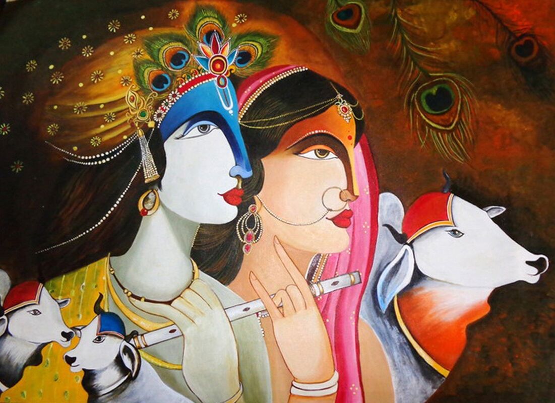 Krishna and Radha- Original Acrylic Painting