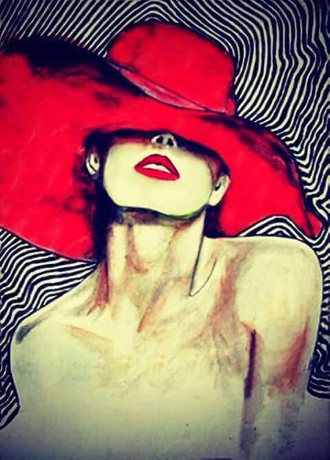 The lady in the red hat