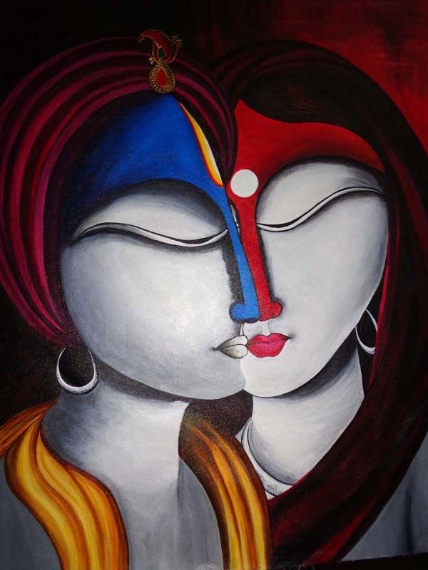 Krishna Radha Spiritual Fusion- Original Painting
