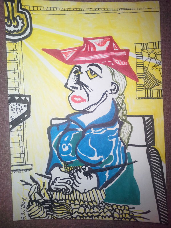 Woman knitting! 