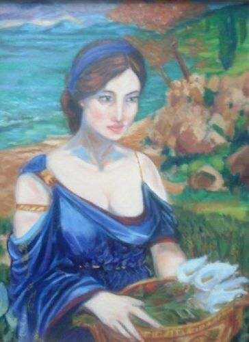 Woman gathering lillies