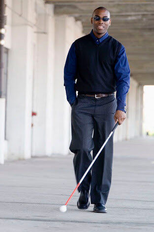 Man with a white cane