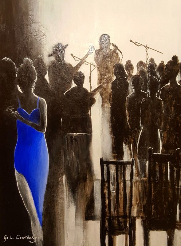 Electric Blue   Acrylic 12 x 16 inches