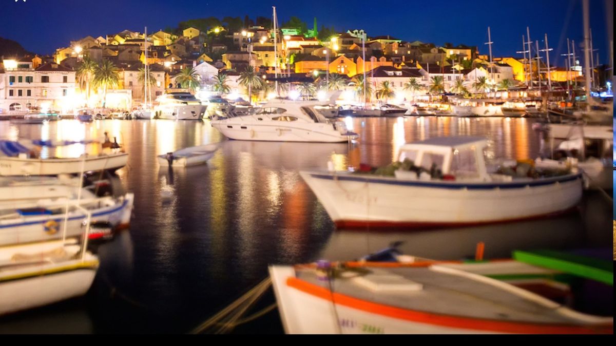 A harbor at night