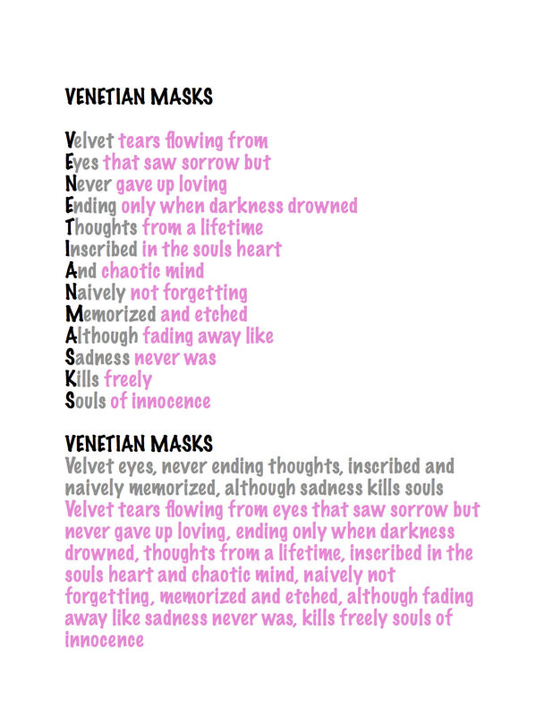 Venetian Mask Acrostic Poem Poem By Lucia Colangelo