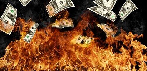 Money turns a burning world.