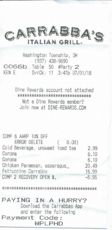 Carrabba’s, Coronas, Corruption