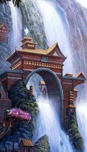 The fair and waterfall