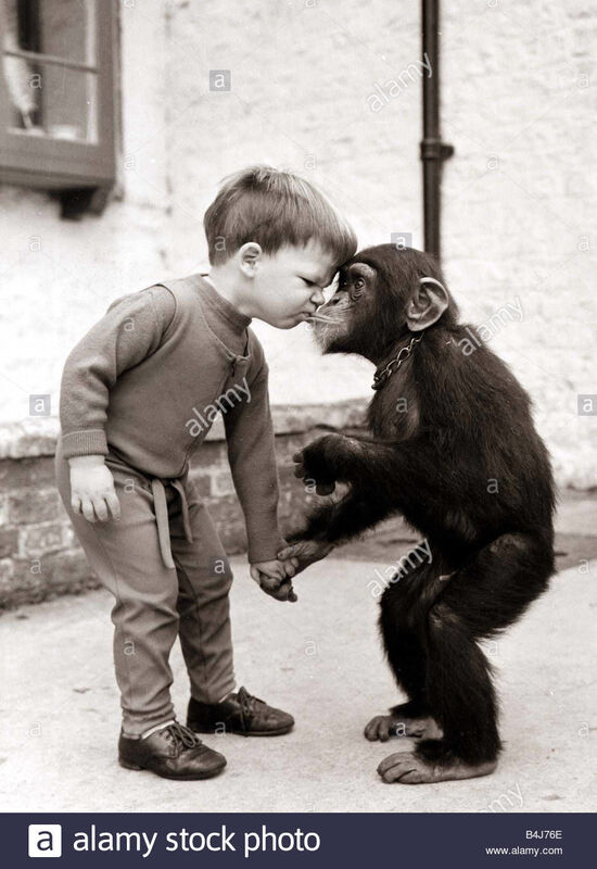 THE LITTLE BOY AND HIS CHIMP