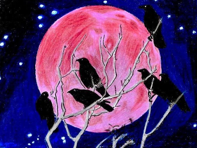 Blood Moon Crows