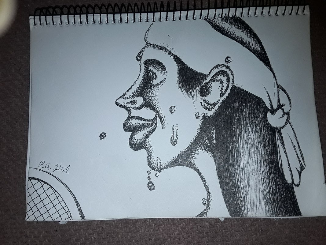 Sweaty tennis player 