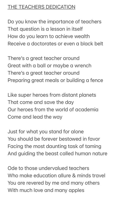 The Teachers Dedication