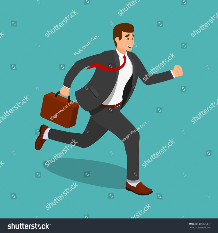 Young man in a hurry