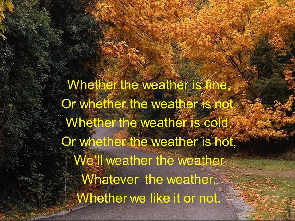 We will weather the weather, whatever the weather... - Poem by Jill Tait