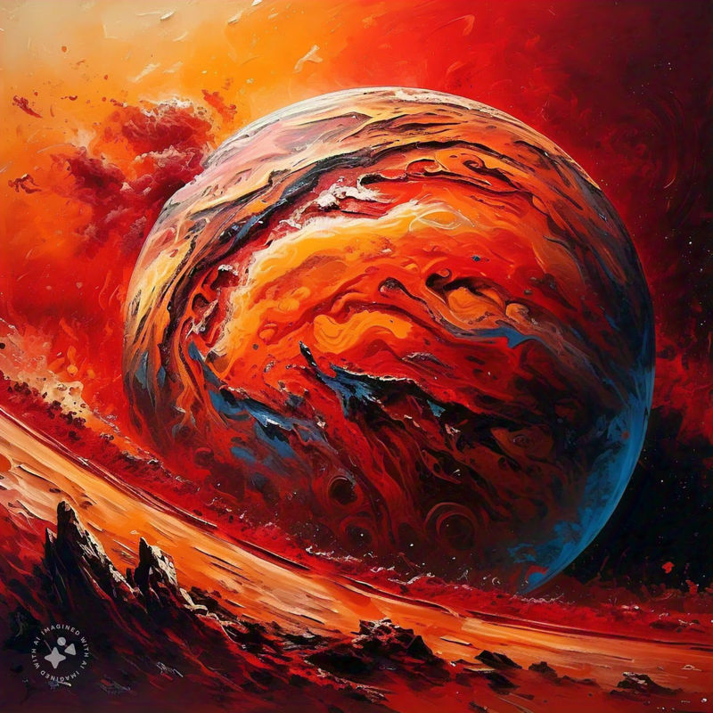 Painting of Mars: Red Colors of Blood and Fire