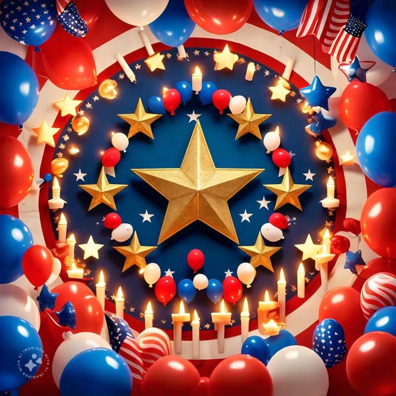 Stars and Candles of America: Red, White, and Blue