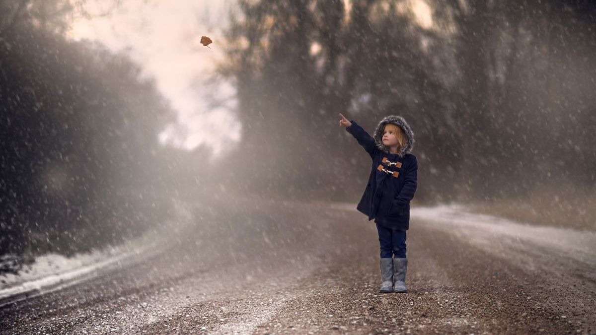 The Child and the Falling Leaf