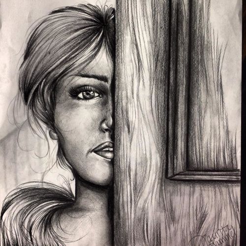 Girl Behind the Wooden Door