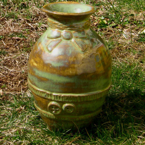 Blue Vase With Button Design