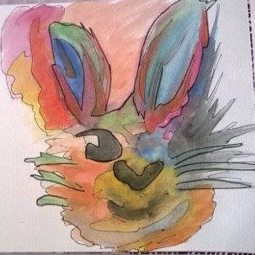 Abstract Rabbit Watercolour 