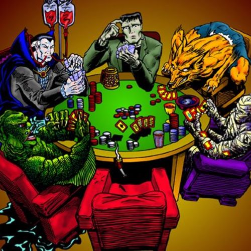 MONSTERS PLAYING POKER - SOLD