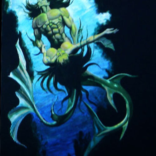 TRITON AND THE MERMAID BASE ON BORIS VALLEHO PAINTING W/CHANGES FOR SALE