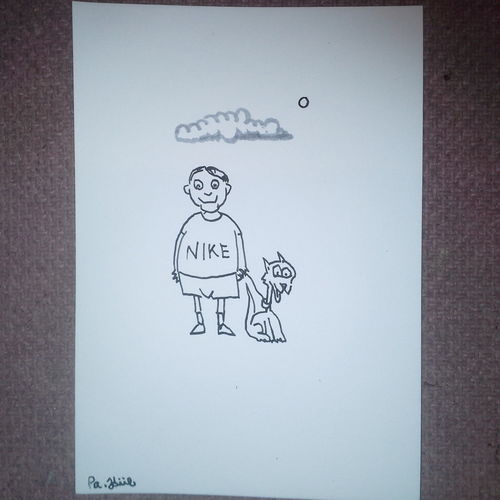 Fat kid and dog