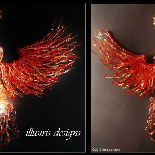 Rising Phoenix wall art, candle holder