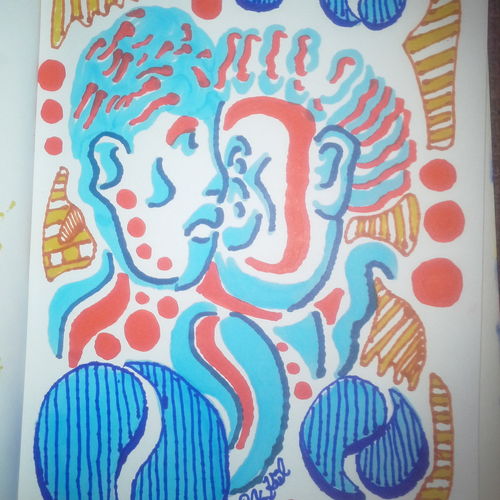 Blue and orange kiss!