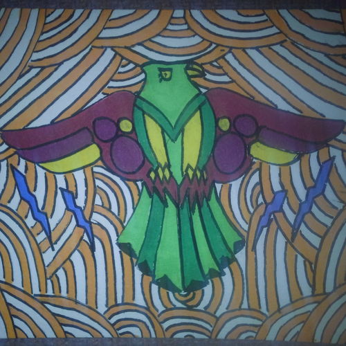 Electric rainbow bird! 