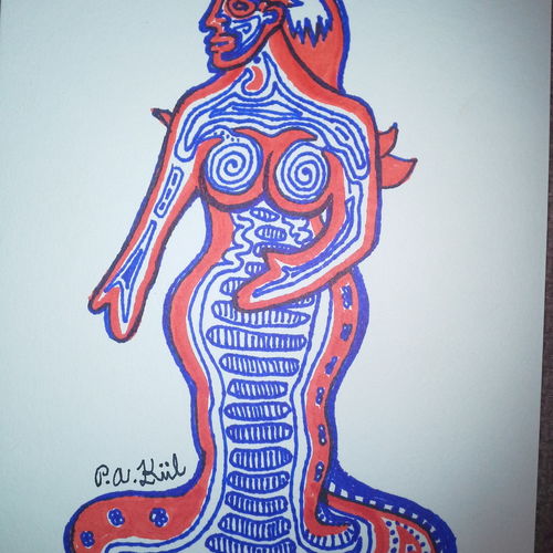 Blue and orange woman! 