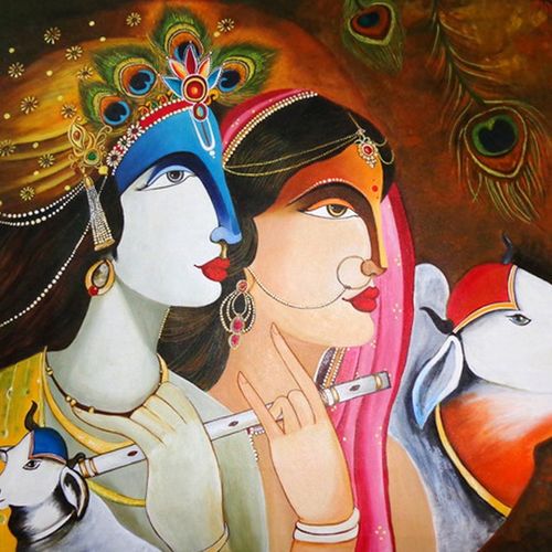 Krishna and Radha- Original Acrylic Painting