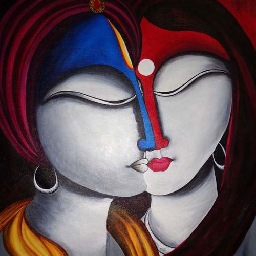 Krishna Radha Spiritual Fusion- Original Painting