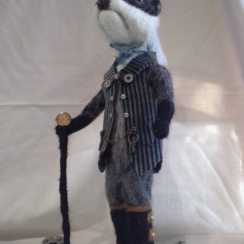 steam punk art felted badger sculpture