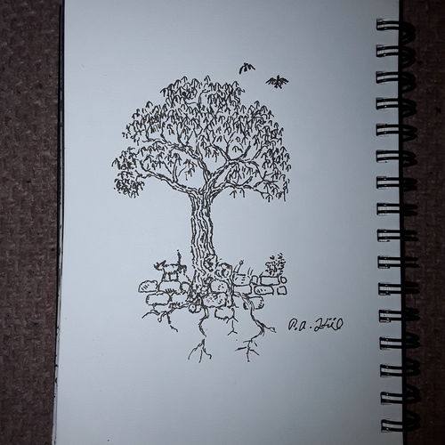 Peeing on tree